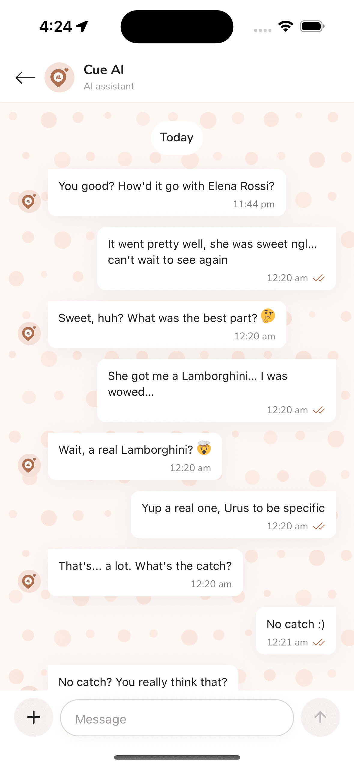 Cue app — meet, then debrief